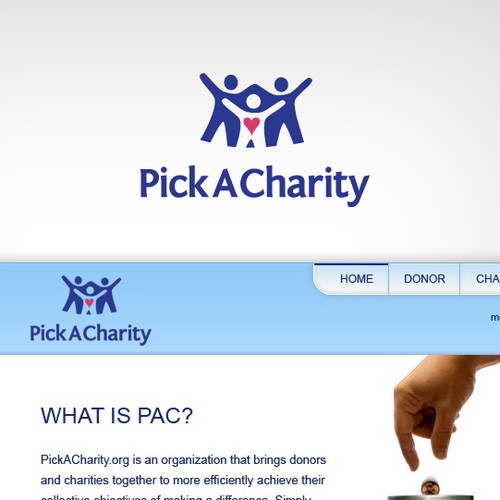 Charity logo with the title 'PickaCharity'