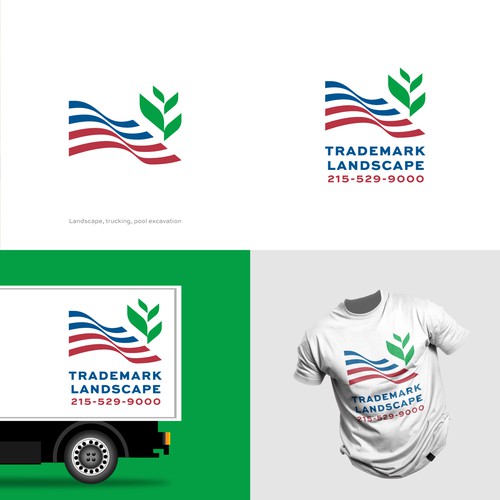 American flag design with the title 'Trademark Landscape Logo'