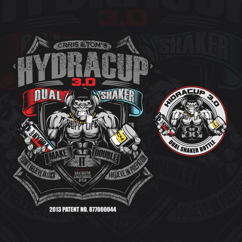 Gorilla design with the title 'gorilla character with the theme of bodybuilding.'