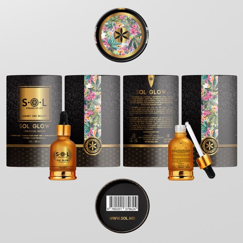 Aesthetic packaging with the title 'Label & Packaging Design S.O.L'