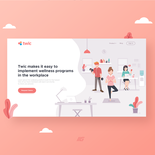 Website illustration with the title 'Hero Image Illustration for Twic'