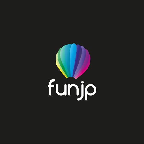 Hot air balloon logo with the title 'Funjp'