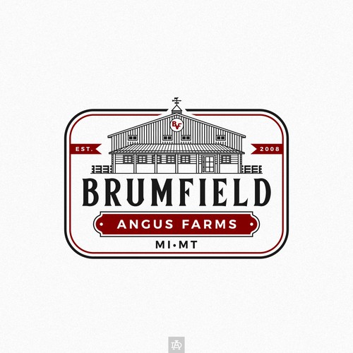 Barn logo with the title 'Brumfield Angus Farms Beef logo'