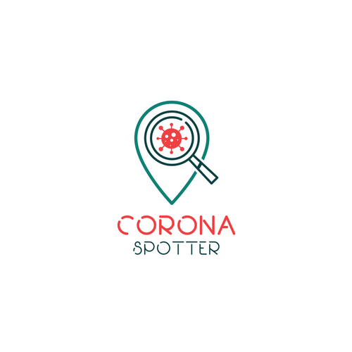 Location pin logo with the title 'Corona Spotter Logo Design'