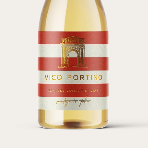 Creative label with the title 'Vico Portino wine'