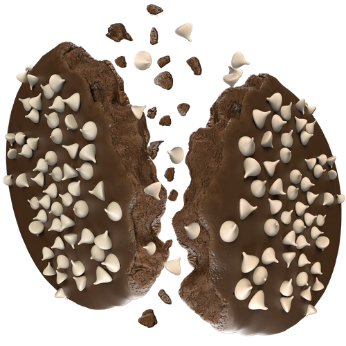 3D rendering design with the title '3D Cookie explosion '