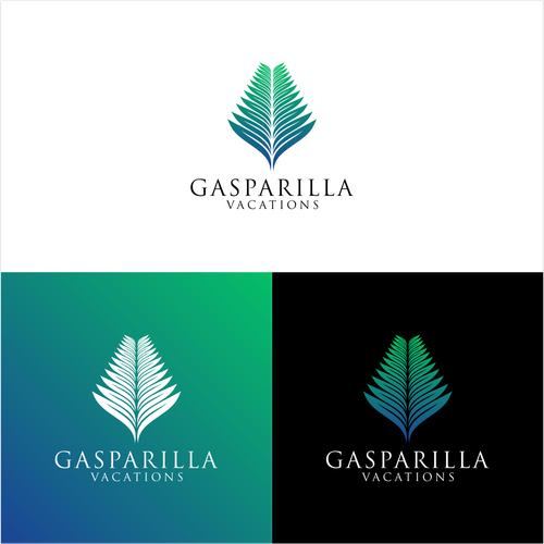 Tropical leaf logo with the title 'Logo Gasparilla'