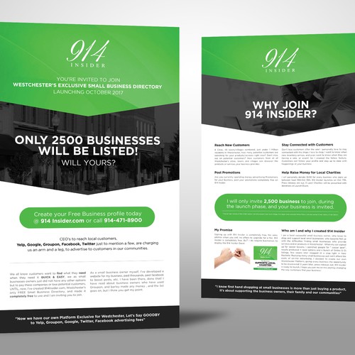 Handout design with the title 'Design a flyer for 914 Insider'