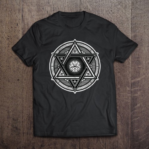 Detailed artwork with the title 'Design for an occult style t shirt'