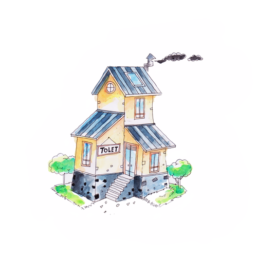 Icon illustration with the title 'Fun icons with hand-drawn  for interior design.'