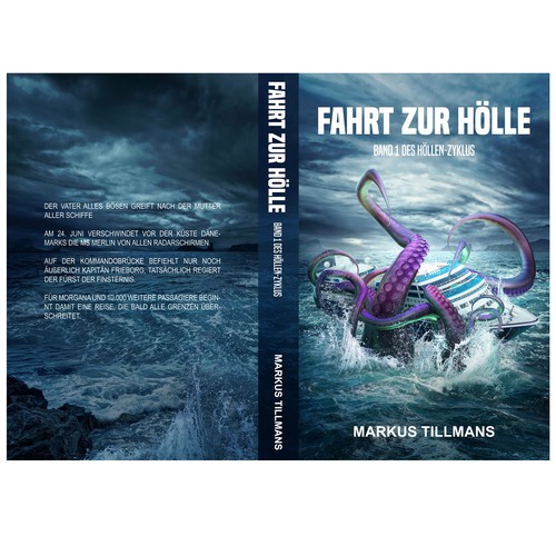 Mockup book cover with the title 'Fahrt zur Hölle Book Cover design'
