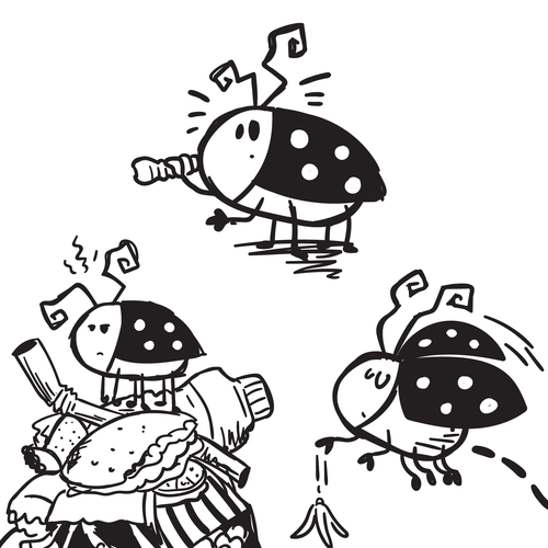 Doodle design with the title 'Bug mascot'