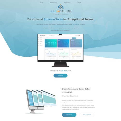 Marketing website with the title 'AllInSeller - Home page'