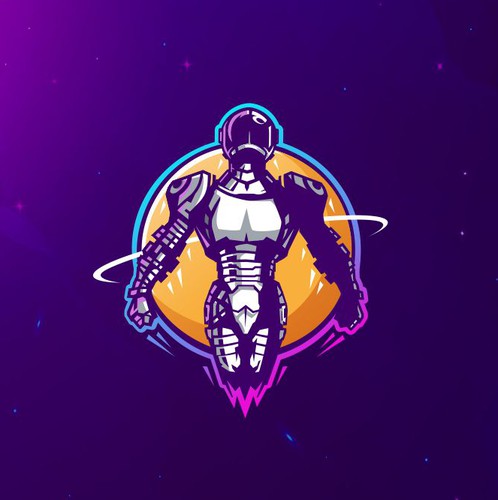 Space logo with the title ' SPACEMAN ASTRONAUT COIN LOGO'