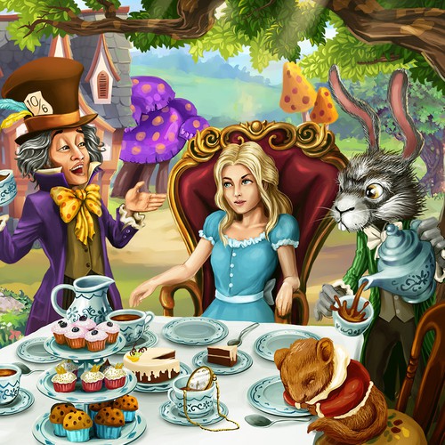 Alice in Wonderland design with the title 'Alice in Wonderland'