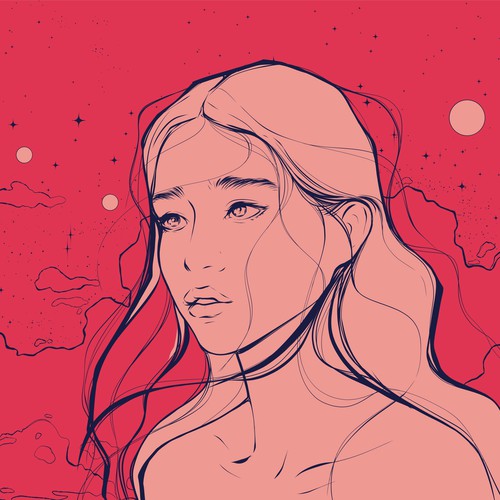 Portrait artwork with the title 'Wine Label Art'