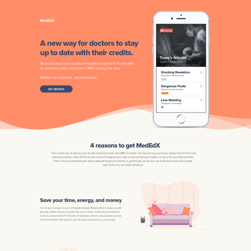 Warm design with the title 'Minimal, warm landing page'