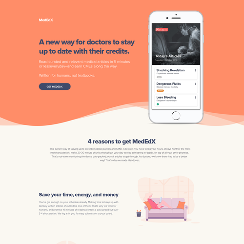 Flat website with the title 'Minimal, warm landing page'