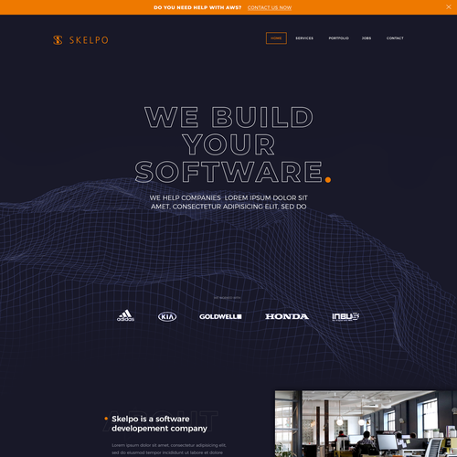 Development website with the title 'Website design for a software house '