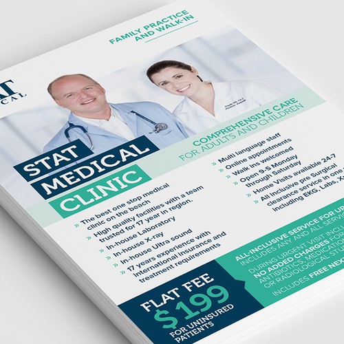 Pharmaceutical design with the title 'Stat Medical Clinic Flyer'