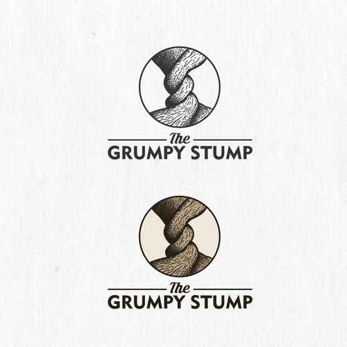 Wood logo with the title 'The Grumpy Stump'