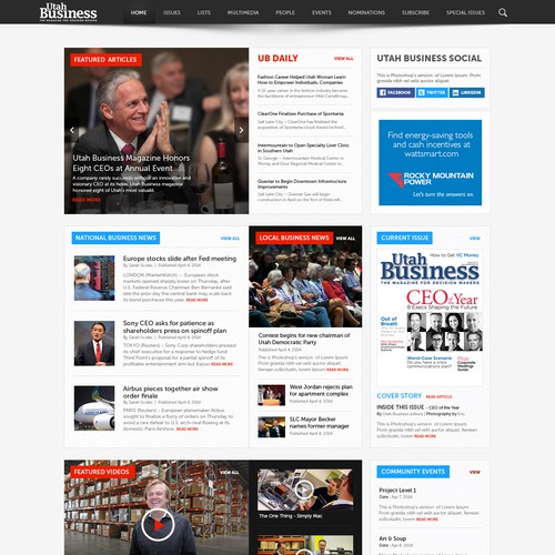 News website with the title 'Utha Business'