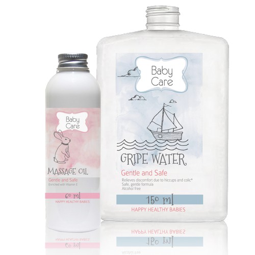 Watercolor packaging with the title 'Baby Products Packaging'