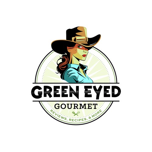 Hat design with the title 'Logo Green Eyed Gourmet'