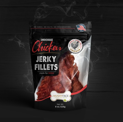 Jerky packaging with the title 'Dog Chicken Jerky package design'