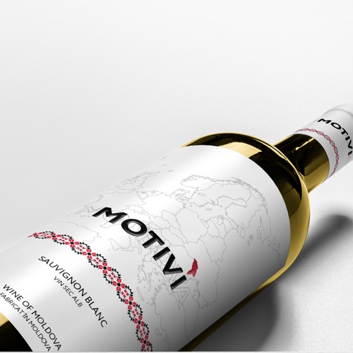 Wine bottle design with the title 'A label for Moldovan wine'