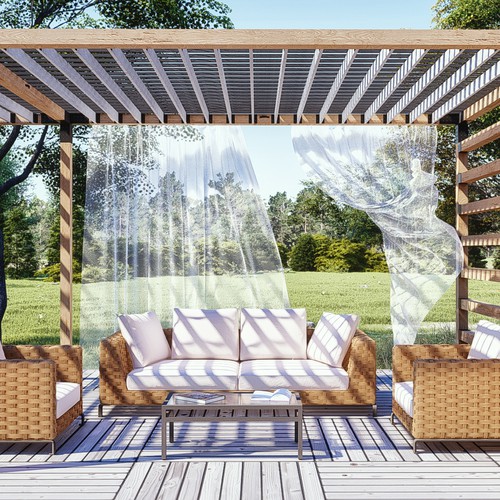 Rendering design with the title 'Pergola Lifestyle render 01'