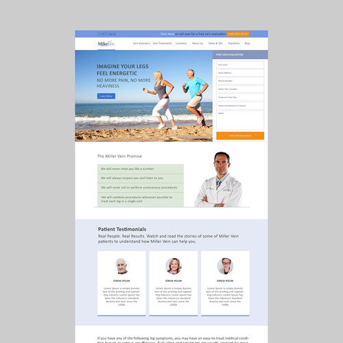 Natural website with the title 'Homepage for Award Winning Vein Clinic'