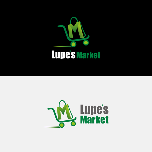 Shopping bag logo with the title 'I present the logo design for “Lupe’s Market”—a unique, attractive, and memorable concept.'