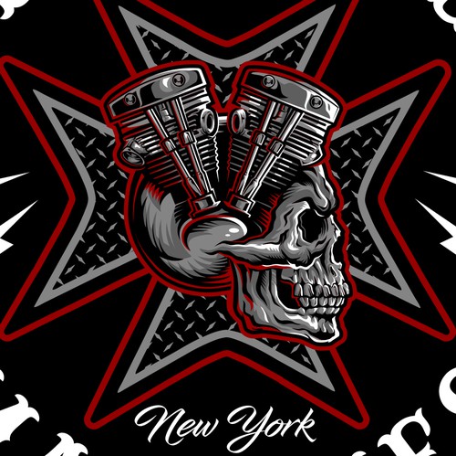 Tattoo t-shirt with the title 'Skull logo for custom bike builder'