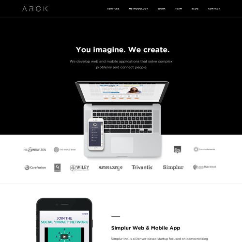 Site design with the title 'Design and development company home page'