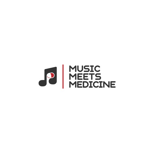 Pill design with the title 'Music and Medicine a fun combination for sick kids'