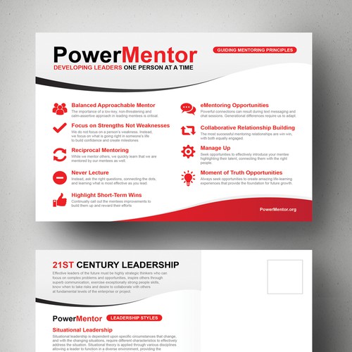 Handout design with the title 'PowerMentor Strategic Mentoring Principles'