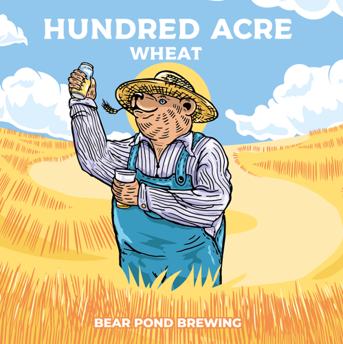 Beer label with the title 'Hundred Acre Wheat Beer Label Design'