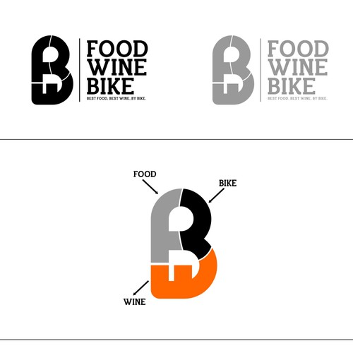 Bike logo with the title 'Logo design for " FOOD WINE BIKE ".'