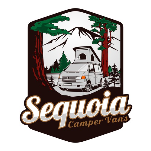 Road trip logo with the title 'Sequoia Camper Vans'