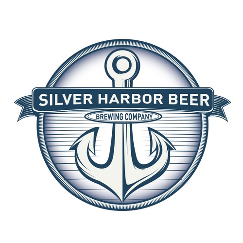 Banner logo with the title 'Silver harbor beer logo design'