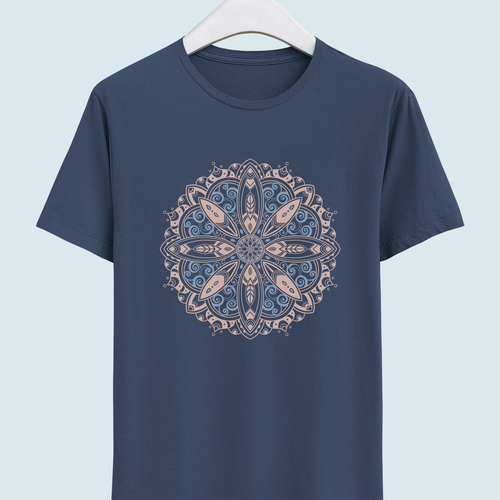 Geometric t-shirt with the title 'Surfboard Mandala T-shirt design'