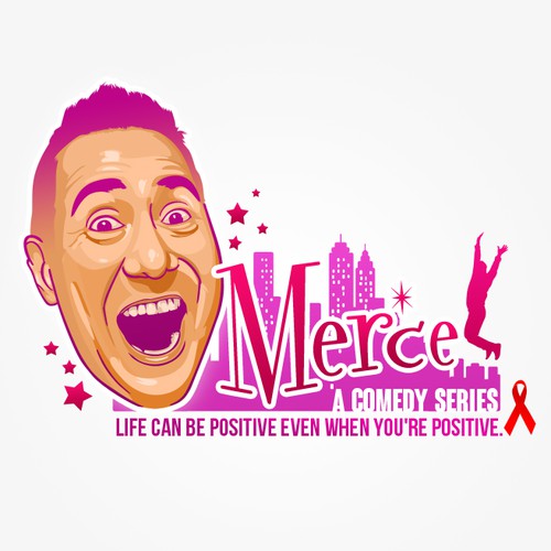 Pink artwork with the title 'Design a logo for MerceTV'
