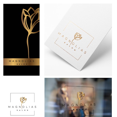 Gold beauty logo with the title 'Salon Magnolias '