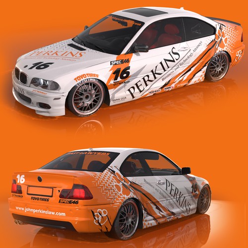 BMW design with the title 'Car wrap - law firm - racing car'