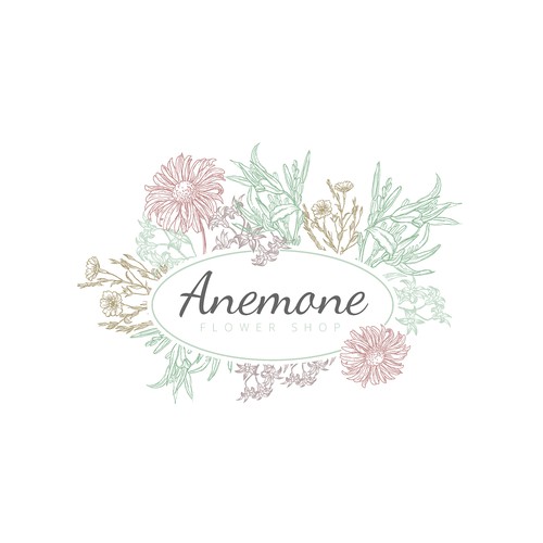 Ink logo with the title 'Logo for flower shop'