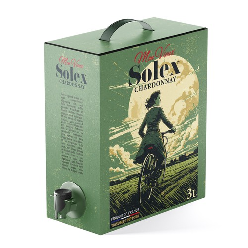 Wine packaging with the title 'Wine Bag In Box 3 Litres.'