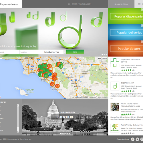 HTML5 website with the title 'medical listing'