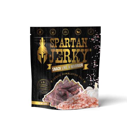Meat packaging with the title 'Spartan Jerky'