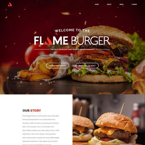 Restaurant website with the title 'Burger Restaurant Web Design'